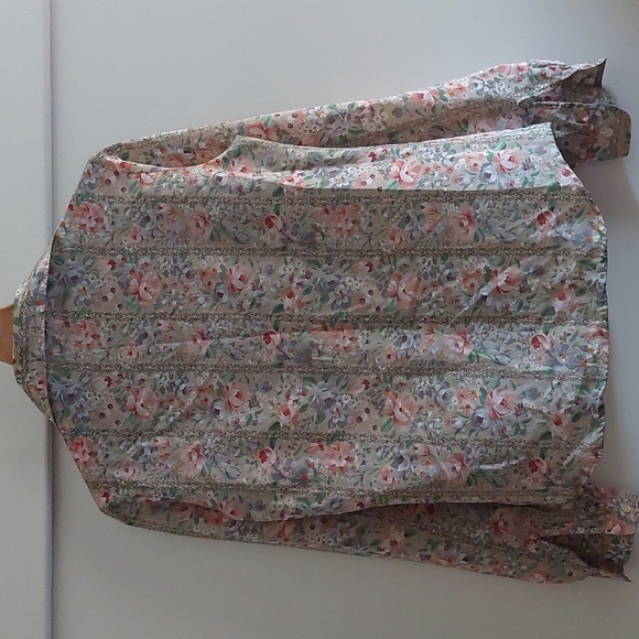 Vintage Bohemian Floral Button Front Blouse Western Festival Victorian 11/12 M/L - Picture 6 of 7